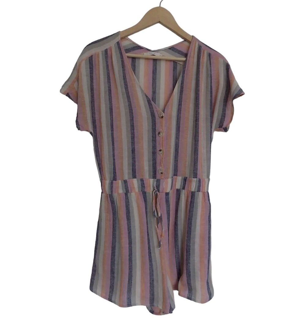 LUSH shorts romper multicolor striped size Small